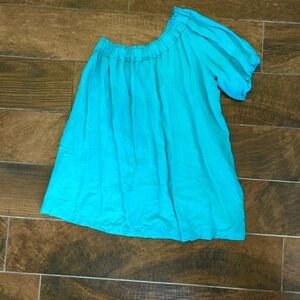 Anthropologie Turquoise Gathered Top